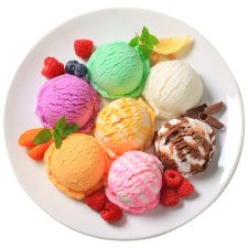 Ice cream balls on the plate