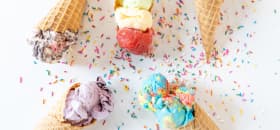Ice cream corns in sprinkles